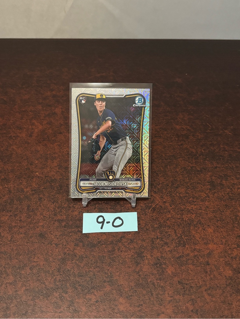 Jacob Misiorowski 2026 Bowman Chrome Mojo Refractor RC baseball card #35 brewers